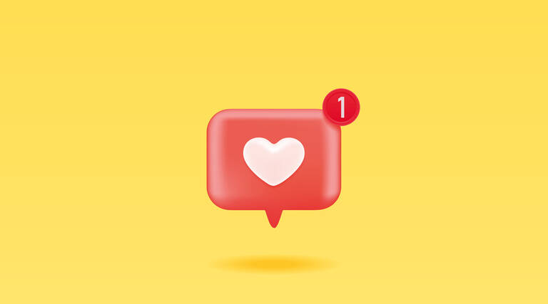 SIMONSAYS DIGITAL AGENCY Notification icon with a heart symbol and a red badge showing one new alert on a yellow background.